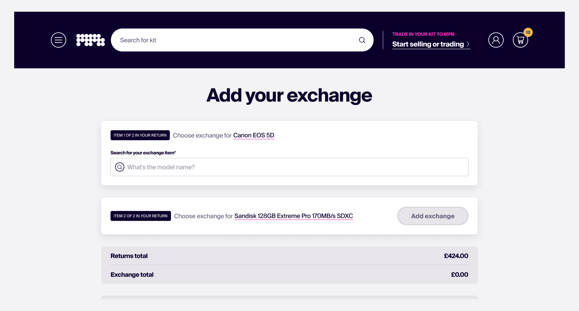 Self serve returns v.2